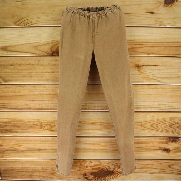 Diane Gilman Pants Womens S Brown Elastic Waist Skinny Leg Mid Rise‎ Pull-On NWT - Picture 1 of 7